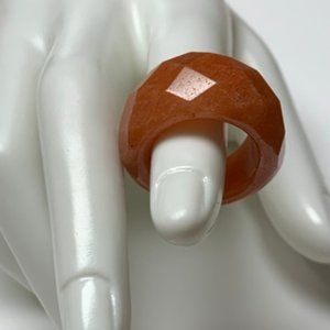 Orange Carnelian Carved/Faceted Ring 8 3/4